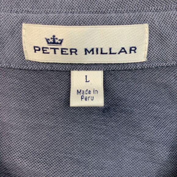 Peter Millar Polo Shirt Mens L Large Shark Whisper Rock Cotton Blend Pocket Golf - Picture 10 of 12